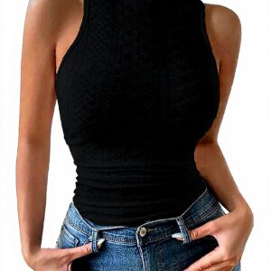 Débardeur femme maille col haut ouverture ombilicale Generic